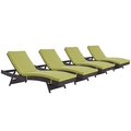 Modway Convene Outdoor Patio Chaise, Espresso and Peridot - Set of 4 EEI-2429-EXP-PER-SET